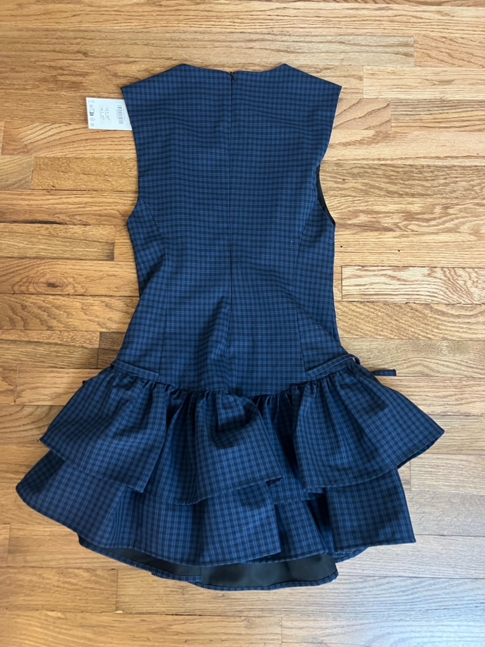 Zara Navy Plaid Tiered Ruffle Dress - Picture 3 of 3